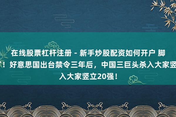 在线股票杠杆注册 - 新手炒股配资如何开户 脚本跑偏了！好意思国出台禁令三年后，中国三巨头杀入大家竖立20强！