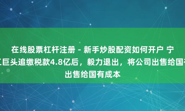 在线股票杠杆注册 - 新手炒股配资如何开户 宁波化工巨头追缴税款4.8亿后，毅力退出，将公司出售给国有成本