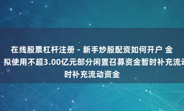 在线股票杠杆注册 - 新手炒股配资如何开户 金星河：拟使用不超3.00亿元部分闲置召募资金暂时补充流动资金